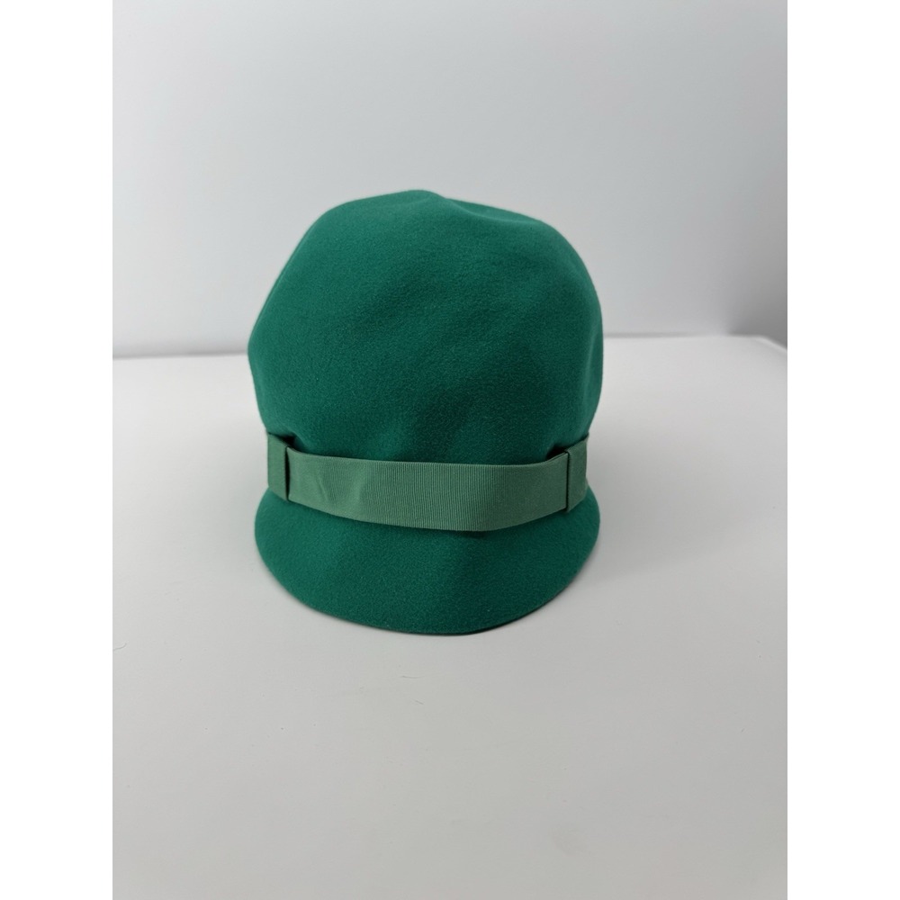 Vintage 60's Oleg Cassini Green Wool Cloche Hat Union Made Equestrian Chic - Picture 3 of 16